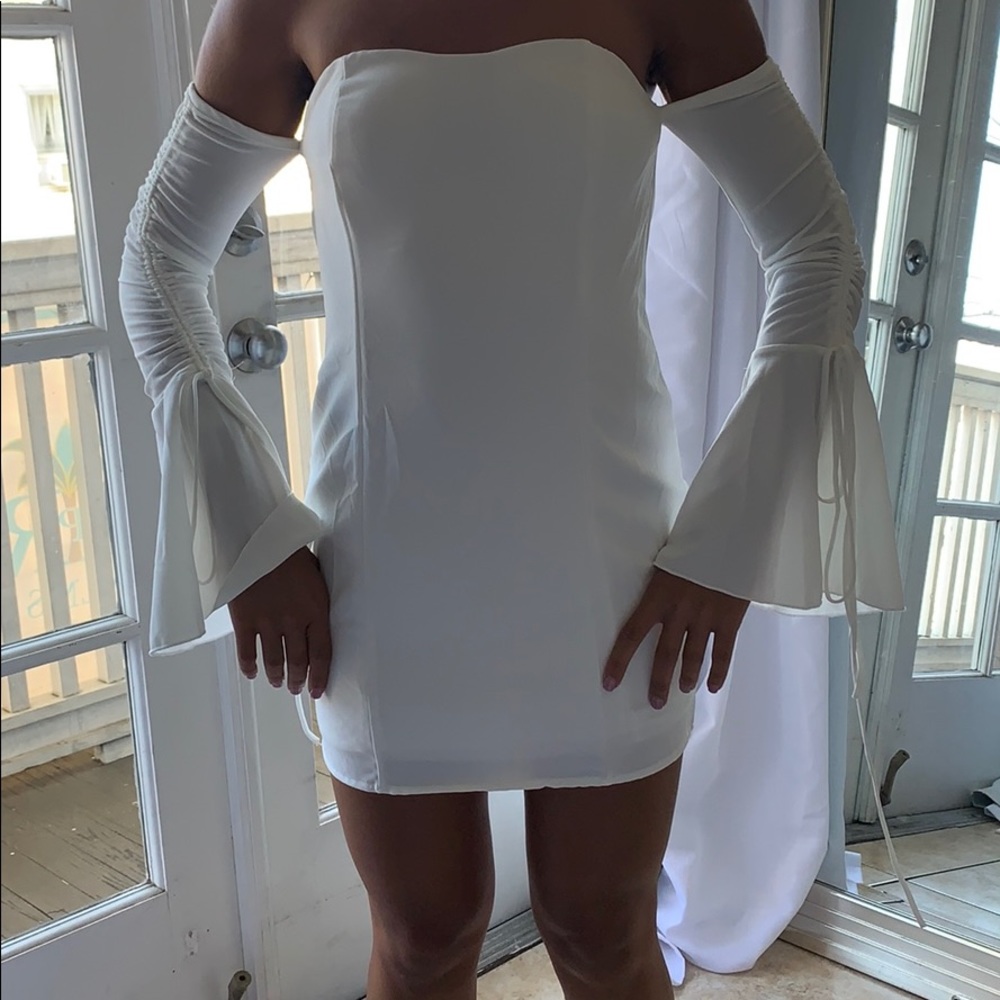 Fashion nova white dress strapless xs
